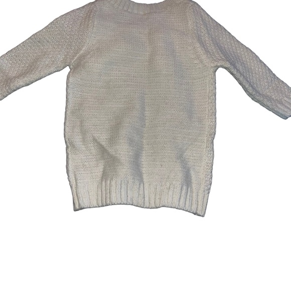 Oshkosh Infant Cable Knit Sweater Pom Poms Size 12 Months Off White Gold Thread - Picture 4 of 4